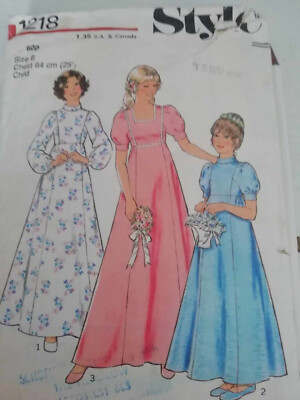 bridesmaid dress sewing patterns uk Vintage pattern - Style 1218 - Girl's (Age 6) customnew HEATHER GRAHAM - 8x10 color:Red Dress+Lace brooch