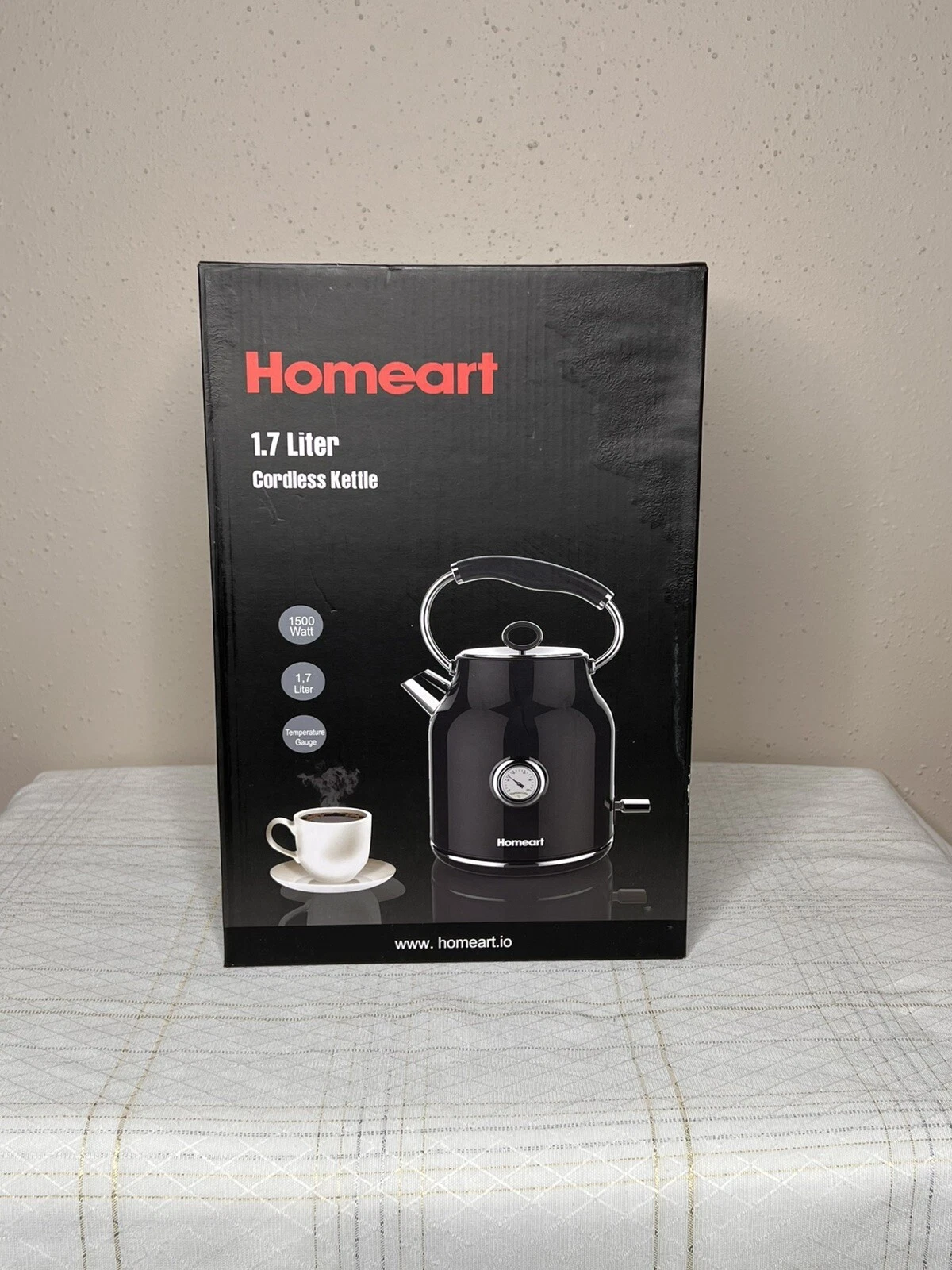 Homeart Chelsea Electric Kettle - Auto Shut-off - 1.7L Capacity, 1500 Watts Blk