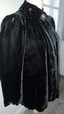 Vintage 50s Smocked Black Velvet Swing Jacket ~r.h Macys & Co. Lucite Button