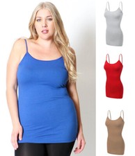 Women's Plus Size Adjustable Spaghetti Strap Long Camisole Tank Basic 1X 2X 3X