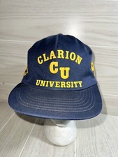 Vintage CLARION UNIVERSITY CU Mesh Trucker Snapback Hat Cap Blue USA Made