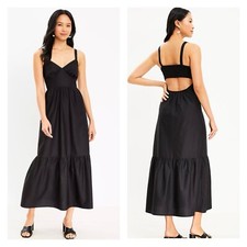 LOFT Open Back Black Maxi Dress Size 4
