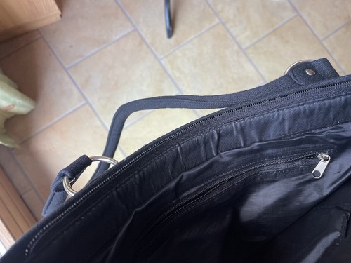 Coole auffällige Handtasche Schwarz/Braun/silber/gold Pailletten Perlen Sticker - Bild 6 von 7