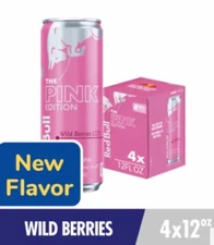 SHIPS ASAP Red Bull Pink Edition Wild Berries Berry 12 Oz  4 Pack -SUGAR Regular