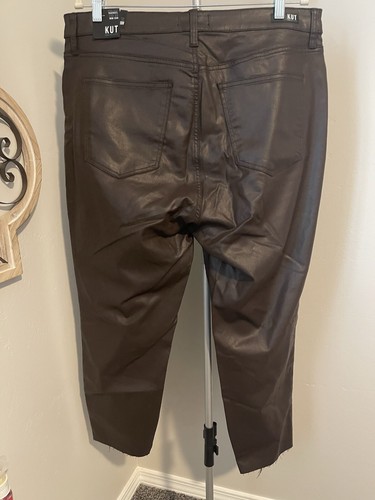 Kut From The Kloth High Rise Rachael Fab AB Jean Brown Faux Leather 16W NWT - Picture 7 of 16