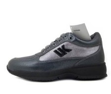 LUMBERJACK Women's Grey Leather Sneakers With Inner Wedge Plantar Removable