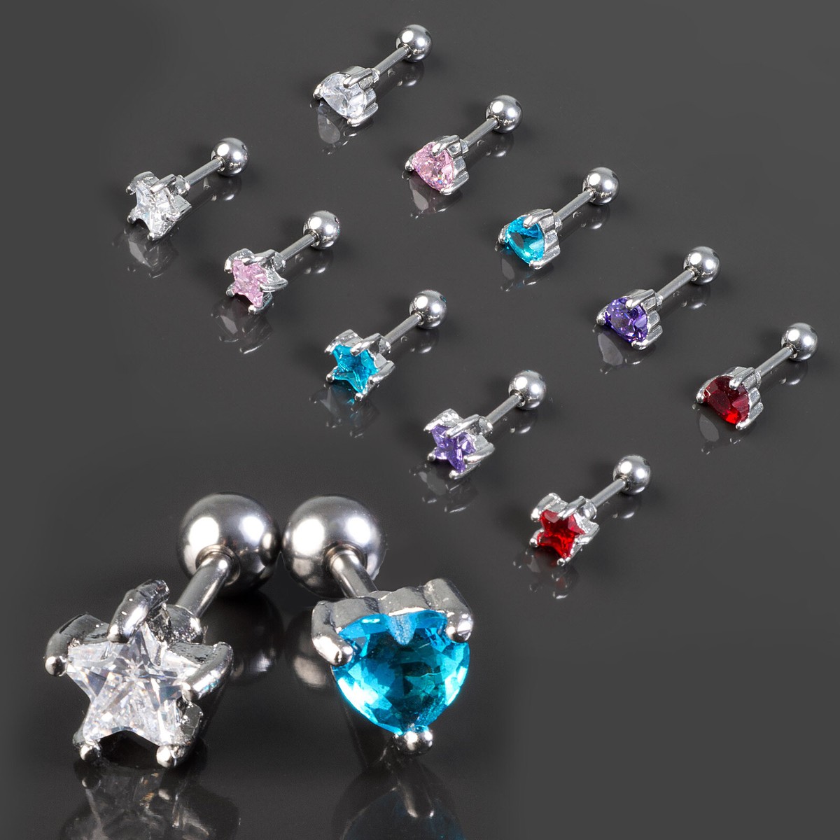 Set Piercing Orecchio Acciaio Chirurgico