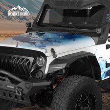 Heavy Duty Flat Front Fender Flares Wnew Led Lights For 07-18 Jeep Wrangler Jk