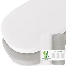 Muslin Bassinet Fitted Sheets Fit For Most Oval Bassinet Mattress 2 Pack 32"x17"