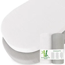 Muslin Bassinet Fitted Sheets Fit For Most Oval Bassinet Mattress 2 Pack 32"x17"