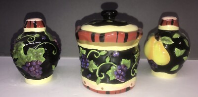 3D Fruit Bella Casa Ganz  Sugar And Salt & Pepper Shakers Pears Grapes MR6E