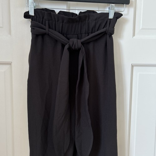 Wayf Black Ankle High Waist Pants w/ Tie Ruffle Pockets Size XS NWT - Picture 7 of 16