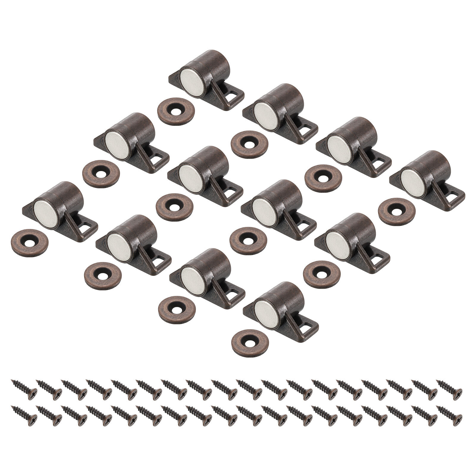12-Piece Red Bronze Magnetic Cabinet Latches for Cupboard Doors