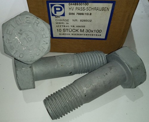 Sechskantschraube Passschraube M20x65 10.9 DIN 7999 Peiner HV feuerverzinkt TZN