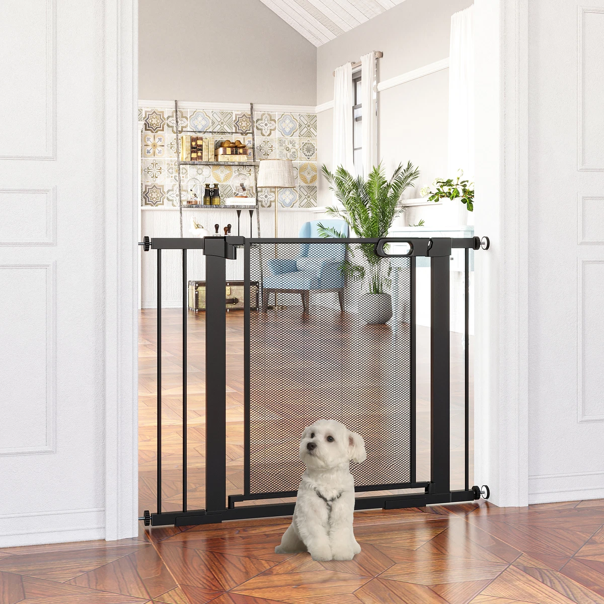 Pressure Fit Safety Gate for Doors Dog Gate w Auto Close 75 103