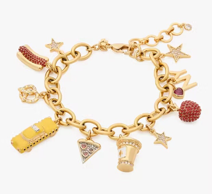 Kate Spade Hit The City Charm Bracelet NEW PIZZA TAXI APPLE