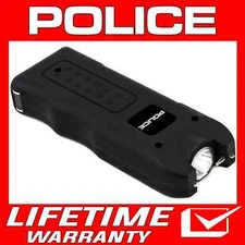 POLICE Stun Gun 628 Max Volt Rechargeable LED Flashlight & Siren Alarm Black