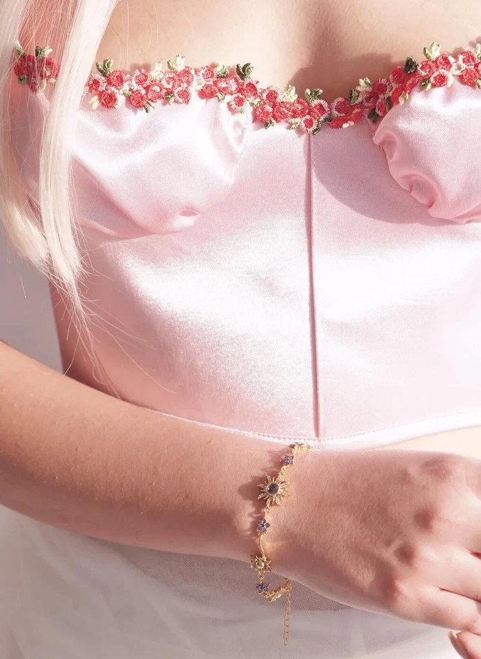 Pulsera Flor Sol, Pulsera Sol, Pulsera Púrpura Foto 3 de 4