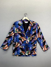 Rampage Womens Blue Jacket Tropical Leaf Buttons Long Sleeve No Size "
