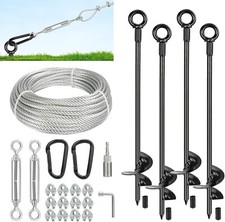 30 Inch Ground Anchors Heavy Duty, Screw-in Shed Tie Down Anchor Kit with Gal...