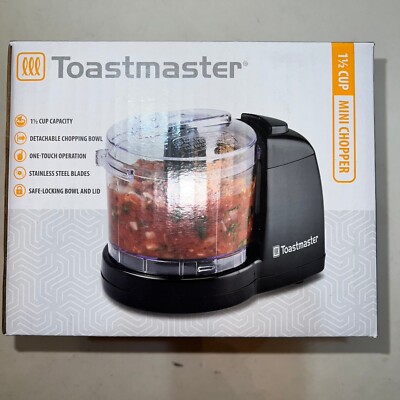 Toastmaster Electric Mini Chopper 1.5 Cup With Stainless Steel Blades-Black