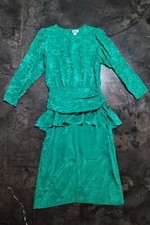 Vintage Patra Dress Green Floral Pattern Size 12 Made in USA