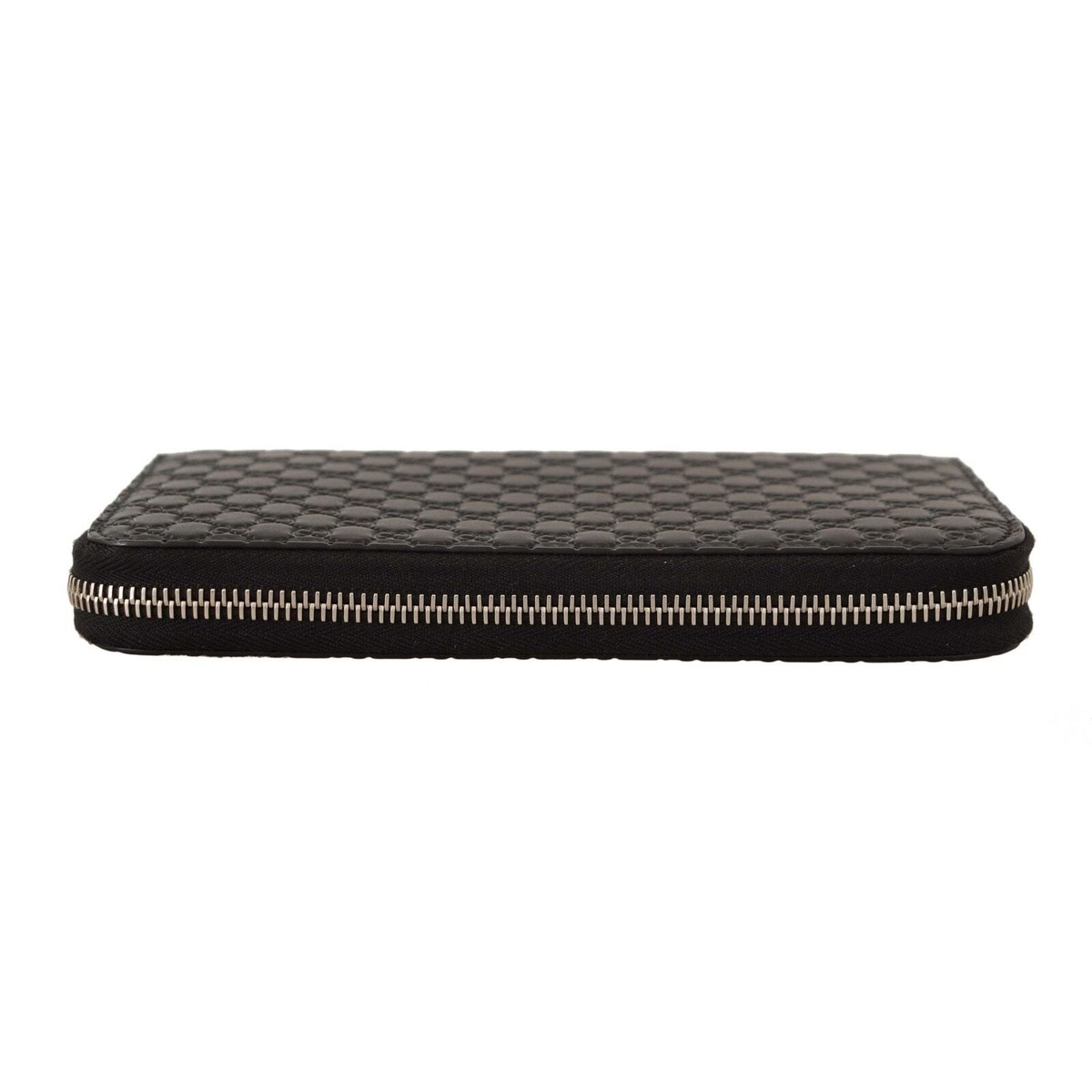 NEW Gucci Embossed Leather Zip Around Micro GG Logo Wallet Black