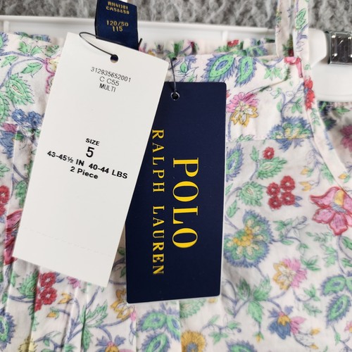 Polo Ralph Lauren Floral Batiste Top & Pant Set Girls' 5 Multi Ruffled Pullover - Picture 6 of 17