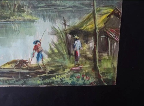 Antique Watercolor painting, French school, view of Guyana, South America - Picture 3 of 10