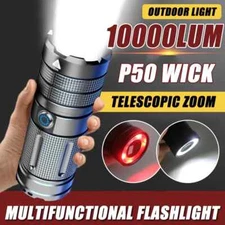 10000 Lumen LED Tactical Flashlight Rechargeable Super Bright Powerful Torch
