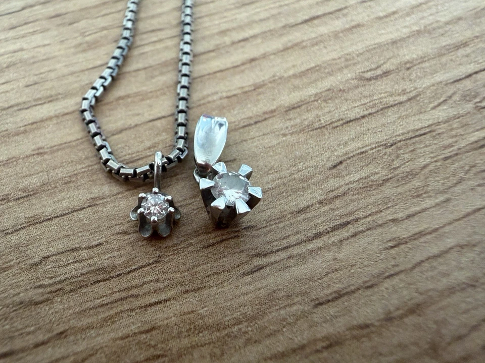 333 Weißgold Kette mit Brillanten - Bild 1 von 4
