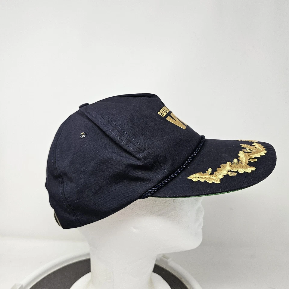 Chapéu Caterpillar alça traseira azul marinho VIP bordado corda folha dourada masculino - Imagem 3 de 4