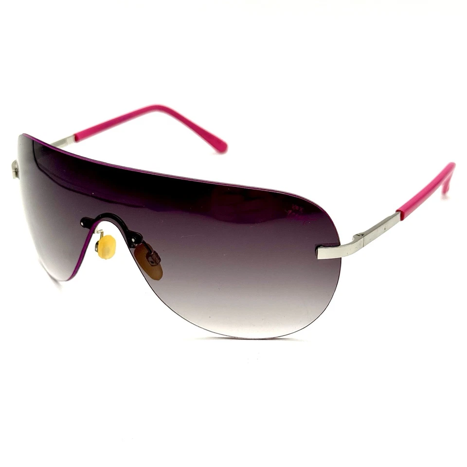 Vintage Betsey Johnson Shield Sunglasses Pink Fashion Frame & Gradient Lens - Image 3 of 4