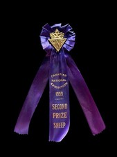 Vintage 1959 Canadian National Exhibition 2nd Place Sheep Ribbon Toronto CNE
