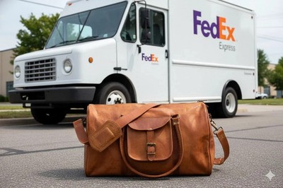25'' Leather Travel Duffel day Bag Goat Duffle Bag