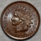 Uncirculated 1903 Indian Head Cent, Highly Lustrous specimen.