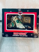 Harley Davidson North Pole Motorcycle Club Christmas Ornament Retired Green Red