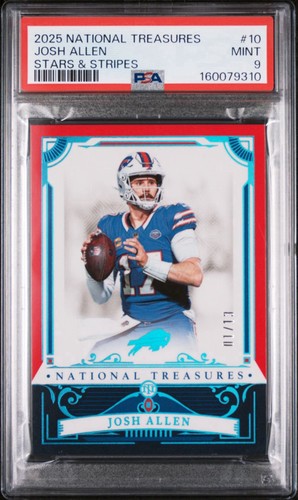 2025 Panini National Treasures Josh Allen Stars & Stripes #10 /13 PSA 9 Mint