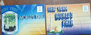 2- NOS 1939 New York World's Fair Grinnell Linen Postcard Folder Packs!