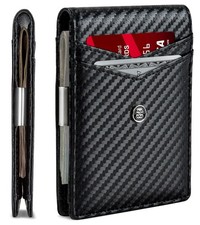 Slim Wallets for Men. Minimalist Bifold Wallet With Money Clip  ID Window. R...