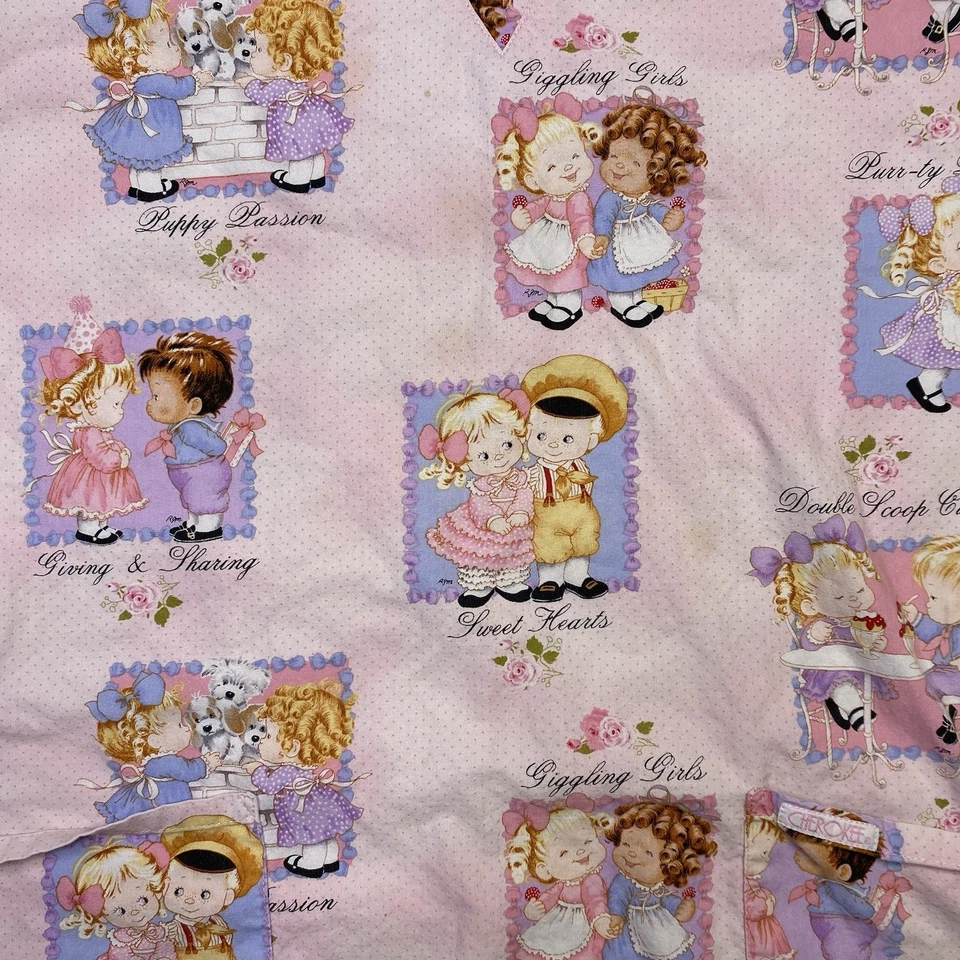 Vintage 90S Nurse Scrub Top Sweet Hearts Giving And Sharing Extra Large #XL1 - Image 3 of 4