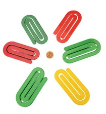 6 Vintage Jumbo Paper Clips Super Clips The Big One in Red Yellow Green Organi