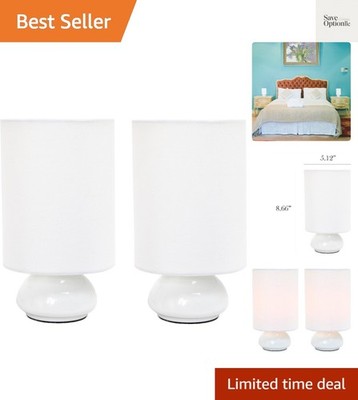 LT2043-WHT-2PK 9'' Gemini 2 Pk Contemporary 4 Settings Touch Metal Mini Round ...