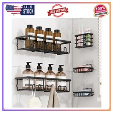 5 Pack Adhesive Bathroom Holders Dispensers for Kids Adults, Black