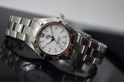tag heuer ladies aquaracer box papers 1 yr gtee retail model waf1414 ex cond