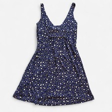 Mini babydoll dress floral periwinkle blue purple white strappy empire tank S