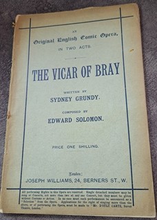 D`Oyly Carte Libretto The Vicar of Bray Opera Theatre Not Gilbert & Sullivan
