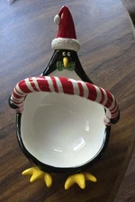 VTG Mingle & Jingle Penguin Basket Cracker Barrel Bowl Christmas Holiday Decor
