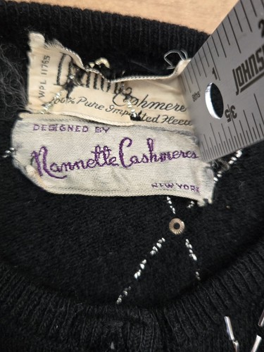 VTG Dalton Cashmere Nannette Cashmeres Cardigan Women XS/S? Blck Rhinestone Knit - Picture 14 of 21