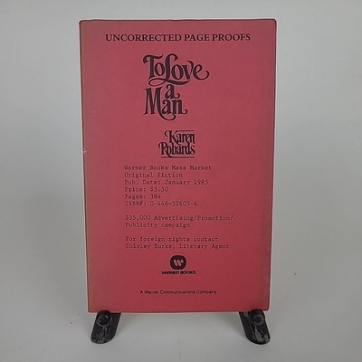 **UNCORRECTED PROOF** To Love a Man by Karen Robards Rare 1985 Paperback ARC